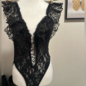 Elegant Black Lace Bodysuit